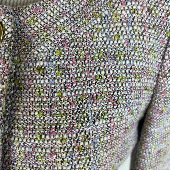 J. Crew Tweed Cropped Tailored Jacket Blazer Size S Pink Green B26 Lady Jacket - Picture 4 of 6